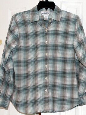 Share Pendleton Plaid Brushed Flannel Button Up Shirt Women's Size Small